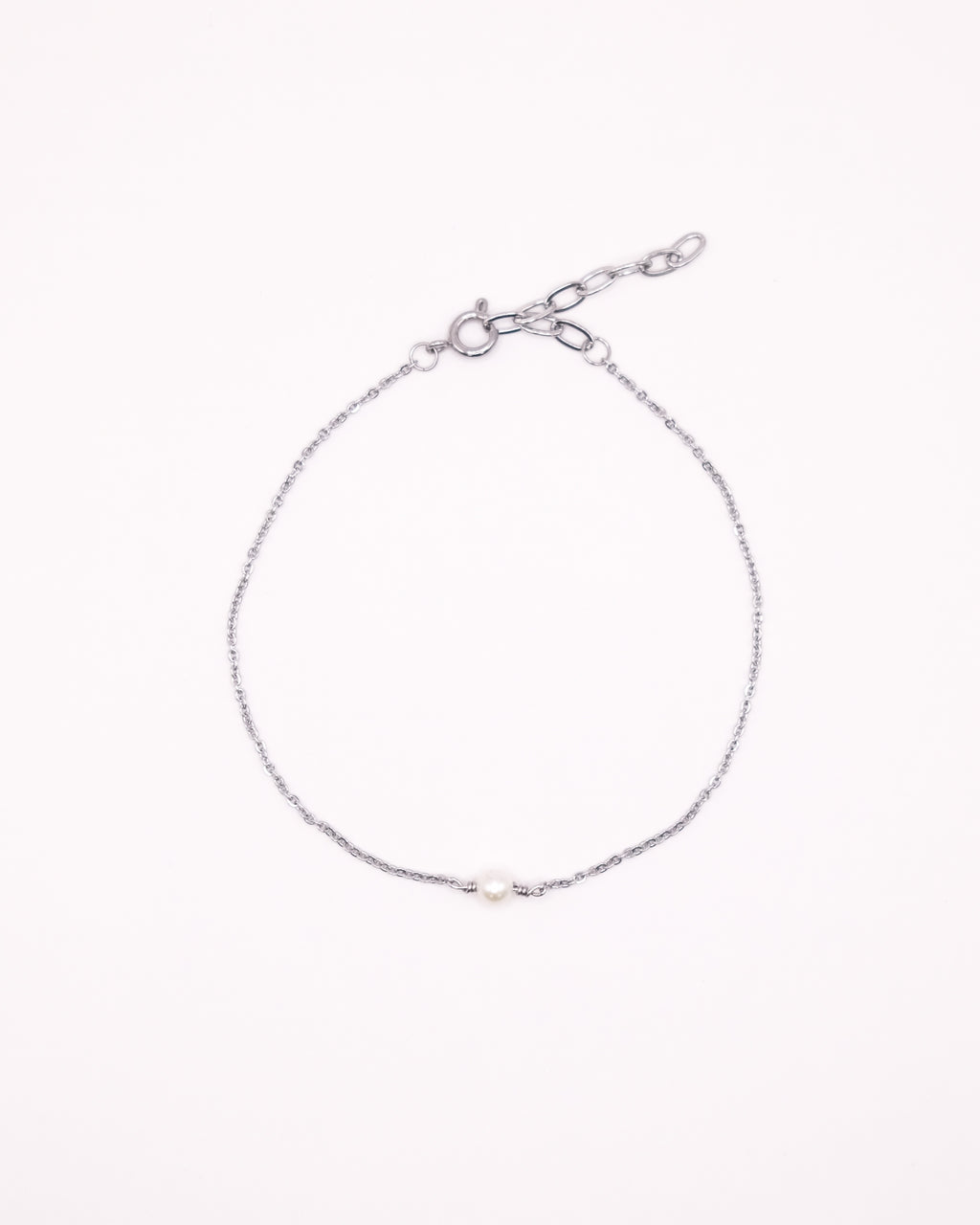 Bracelet Lisa argenté avec chaîne fine et perle de culture