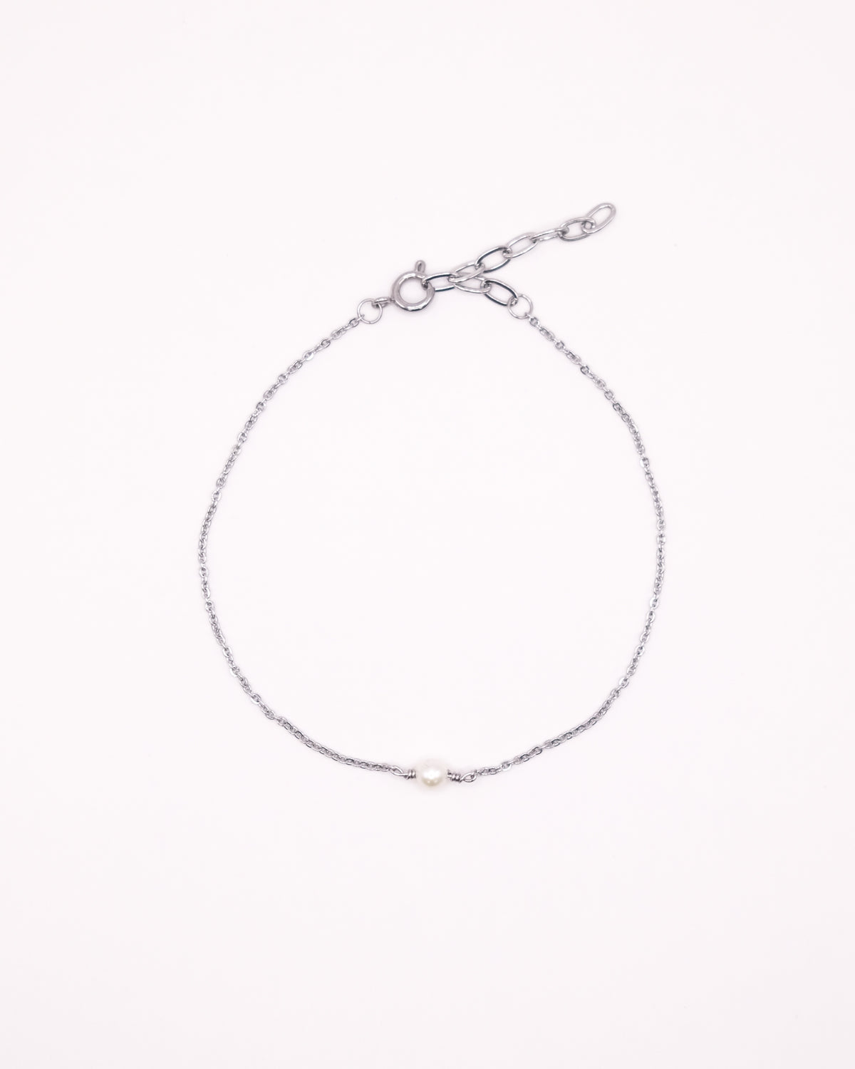 Bracelet Lisa argenté avec chaîne fine et perle de culture
